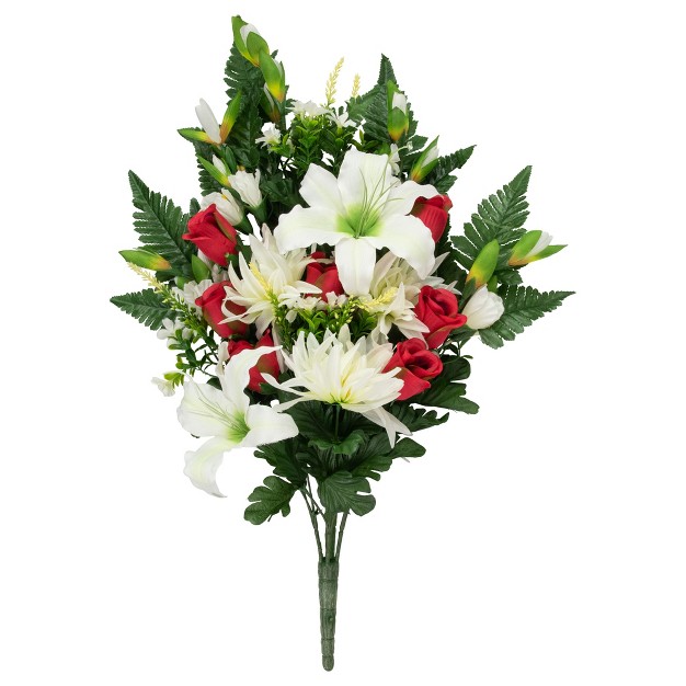 Dahlia Lily And Rose Artificial Silk Floral Half Bouquet