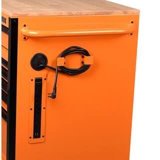 Husky 52 in. W x 24.5 in. D Standard Duty 10-Drawer Mobile Workbench Tool Chest with Solid Wood Work Top in Gloss Orange H52MWC10ORG