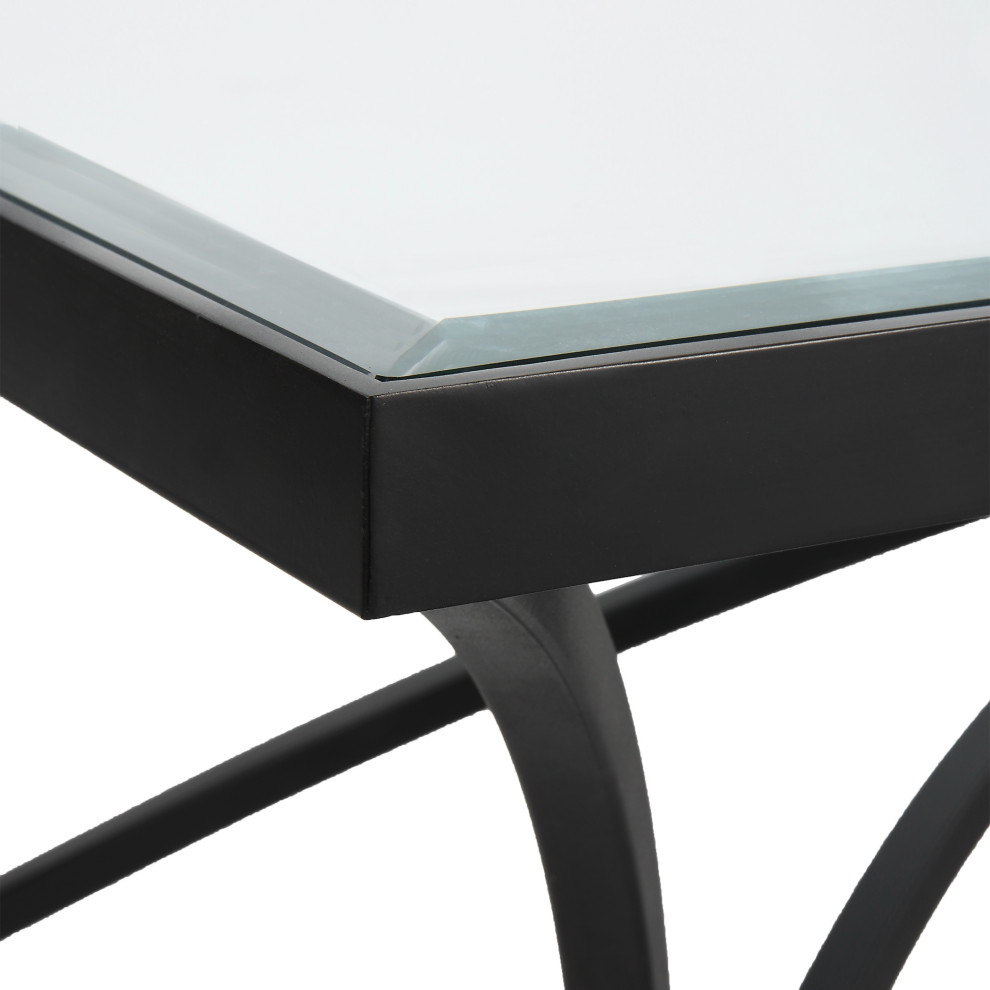 Alayna Black Metal  ampGlass Coffee Table   Transitional   Coffee Tables   by Ownax  Houzz