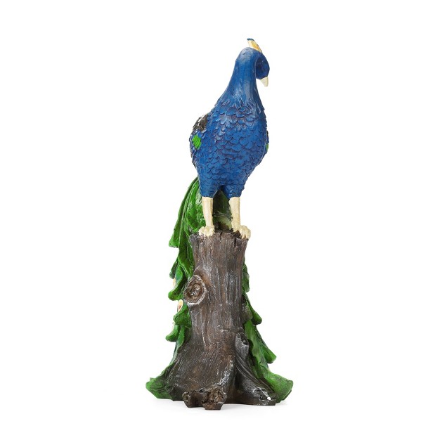 Techko Maid Peacock Meditating Solar Outdoor Garden Statue Decor With Spotlight