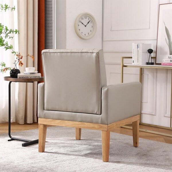 PU Leather Accent Chair Upholstered Lounge Armchair with Wooden Legs - 27Wx27Dx39H