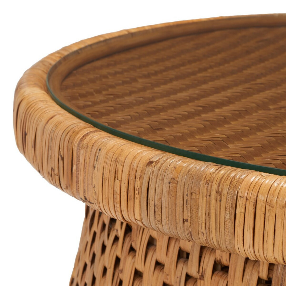 Safavieh Lianne Rattan Round Coffee Table Natural   Tropical   Coffee Tables   by Safavieh  Houzz