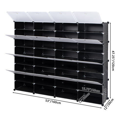 Ktaxon 32 Cubes 64 Pairs Modular Plastic Shoe Storage Cabinet Boxes Expandable 8 Tiers Shoe Rack