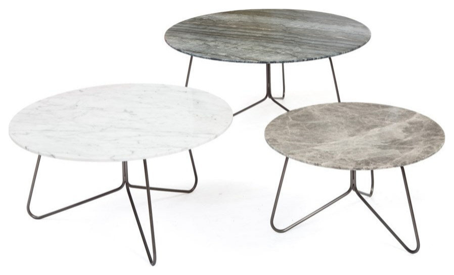 Rosabel Coffee Table  Carrara White Marble Top and Polished Stainless Steel   Transitional   Coffee Tables   by V.S.D Furniture  Houzz