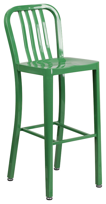 30 quotRound Metal Indoor/Outdoor Bar Table Set  Green   Industrial   Outdoor Pub And Bistro Sets   by First of a Kind USA Inc  Houzz