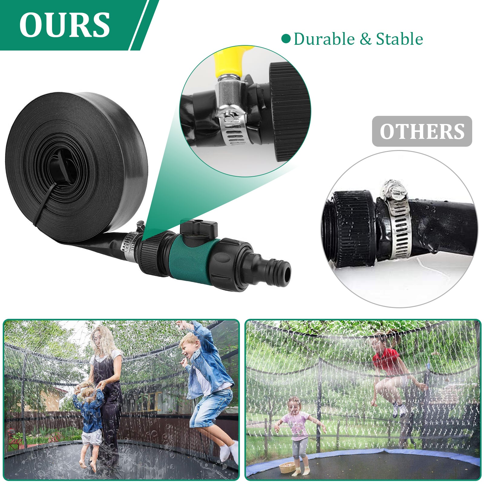 39.4ft Trampoline Sprinkler, TSV Trampoline Sprinkler for Kids Outdoor Accessories Enjoy Cool Summer Fun Hose Spray Water Toys Games for Children Adults in Park Backyard, PE Material