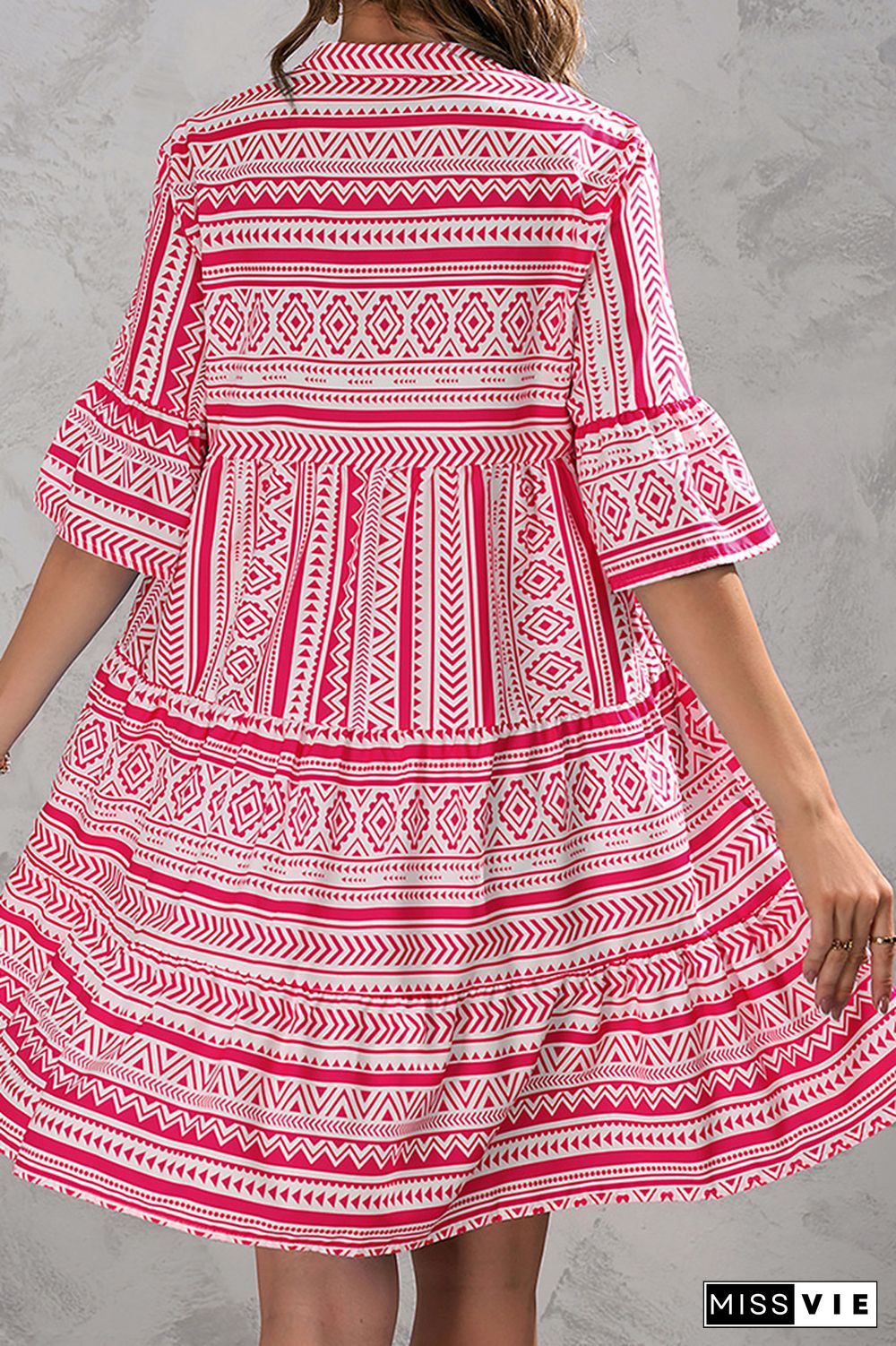 Loose Fit Half Sleeves Printing Dress