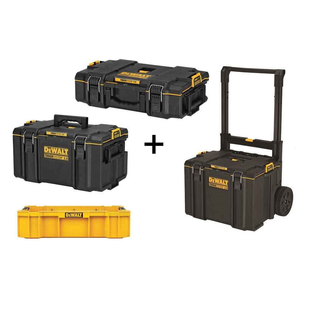 DW TOUGHSYSTEM 2.0 22 in. Small Tool Box TOUGHSYSTEM 2.0 24 in. Mobile Tool Box 22 in. Medium Tool Box and Deep Tool Tray DWST08165005020