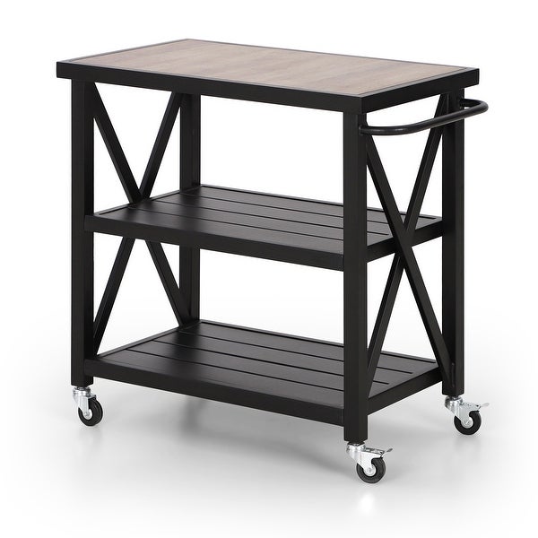 35-inch 3 Tier Prep Dining Table Metal Kitchen Outdoor Service Cart - N/A