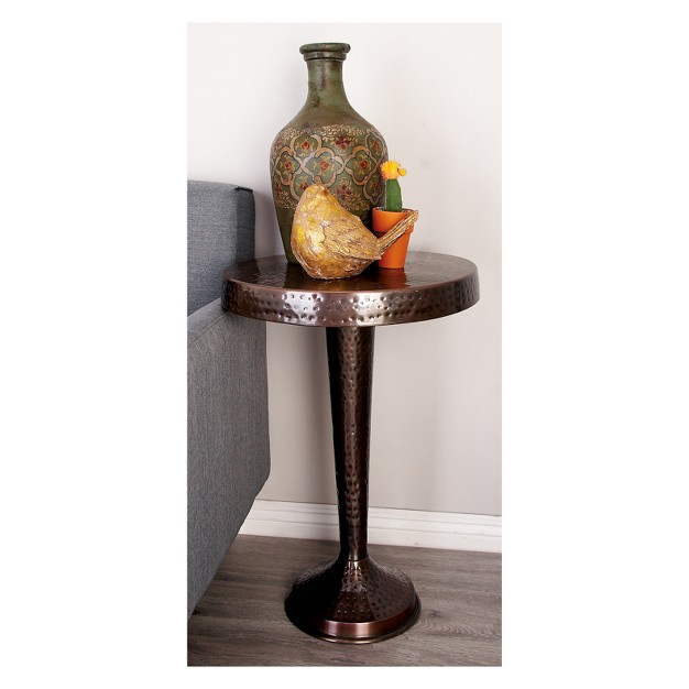 Metal Round Accent Table Tapered Pole Frame Olivia amp May