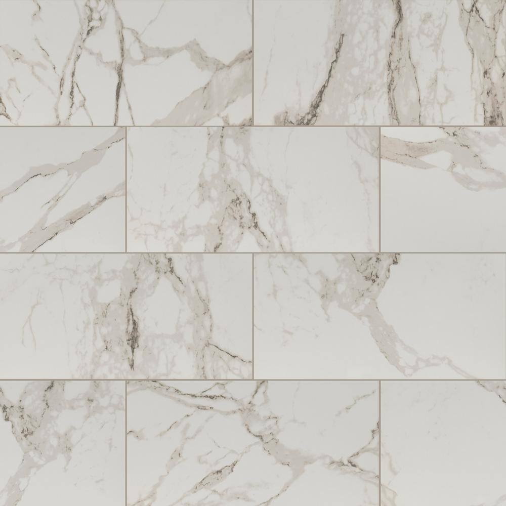 MSI Crystal Bianco 12 in. x 24 in. Polished Porcelain Marble Look Floor and Wall Tile (16 sq. ft.Case) NHDCRYBIA1224P