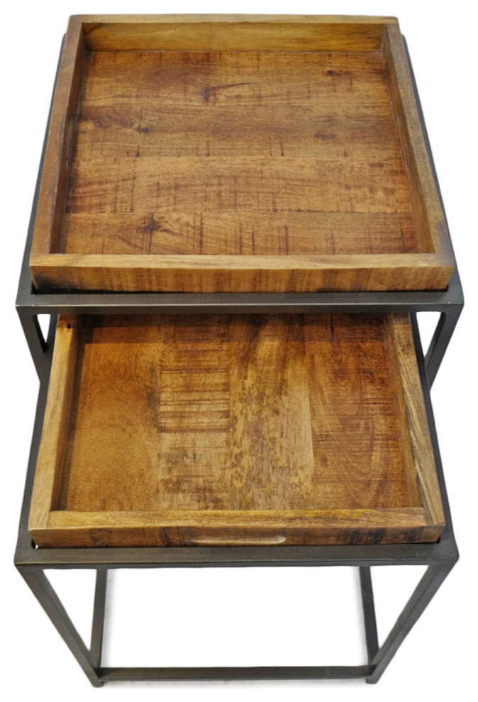 Salvaged Wood Tray Nesting Tables   Industrial   Coffee Table Sets   by Design Mix Furniture  Houzz