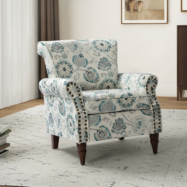 Nyctelius Nailhead Trim Traditional Accent Armchair with Rolled Arms by HULALA HOME