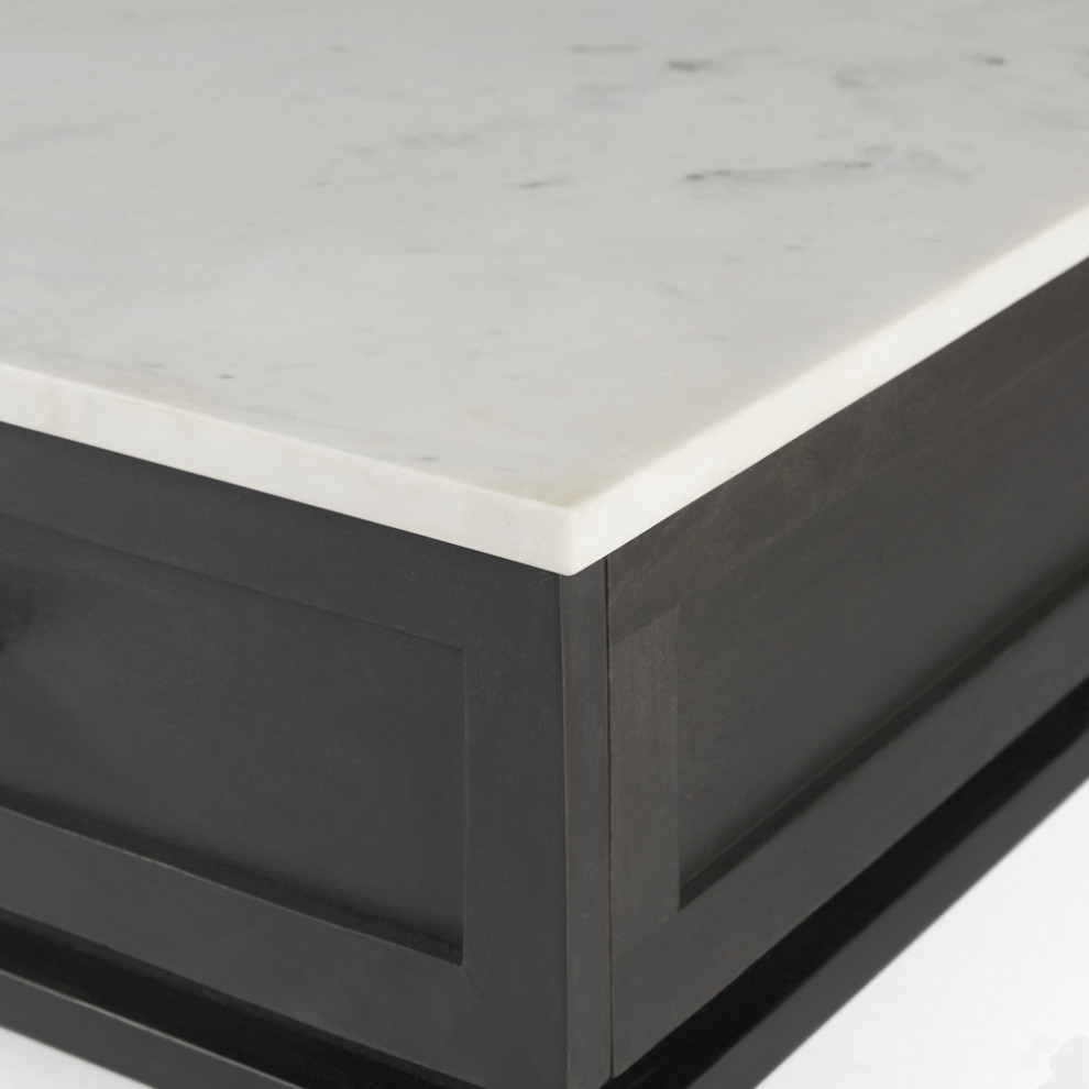 Dark Brown Wood And Marble Coffee Table   Coffee Tables   by HomeRoots  Houzz