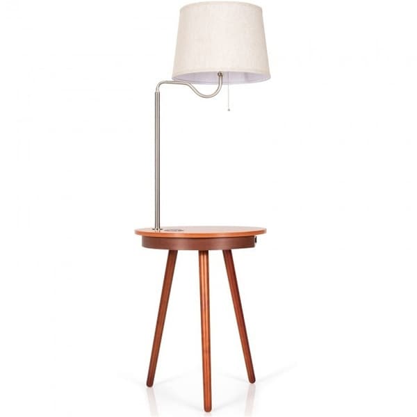 End Table Floor Lamp Table Lighting Wireless， Side Table with Charger