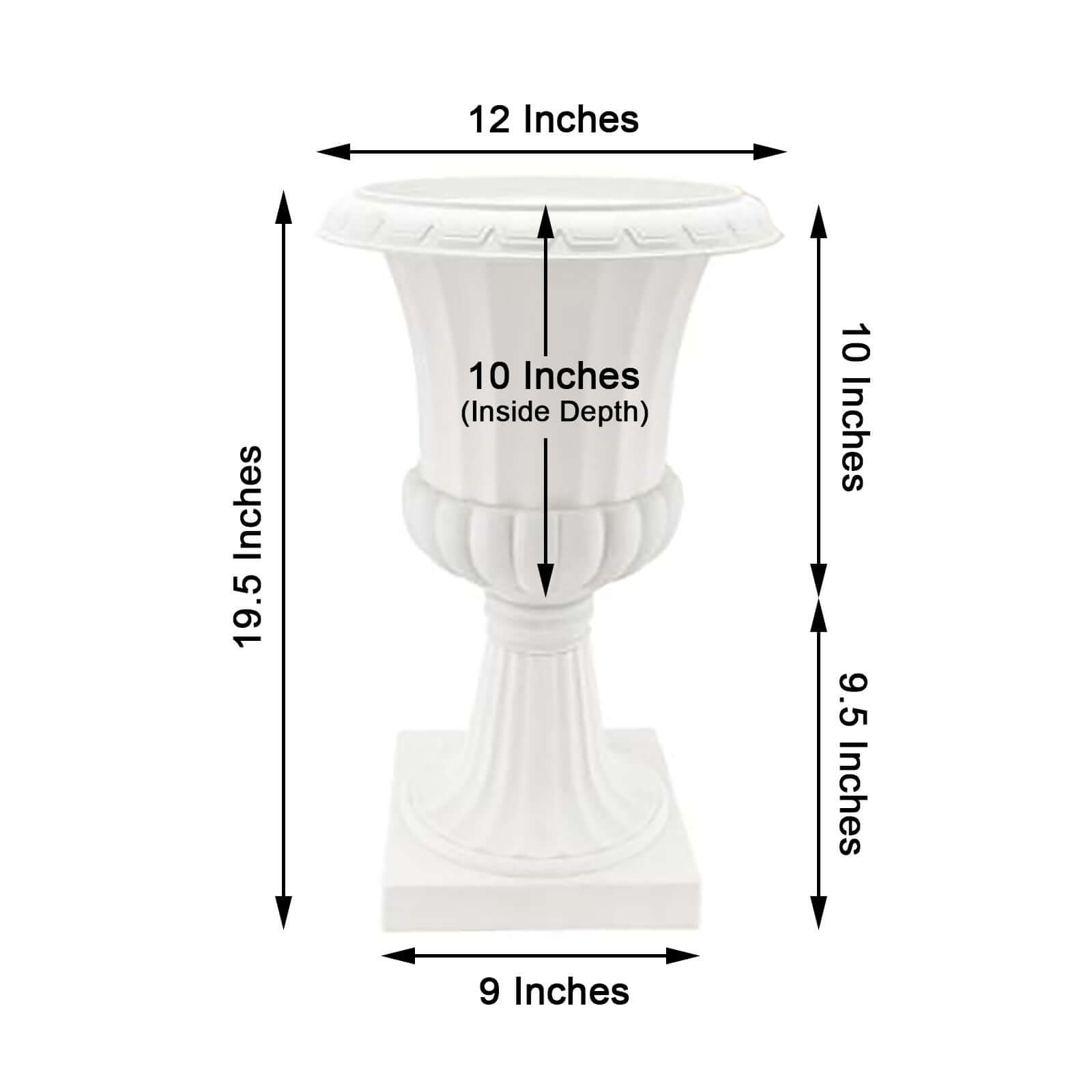 2 Pack White Urn Planter, Floral Pedestal Flower Pot Plant Stand - PVC 20