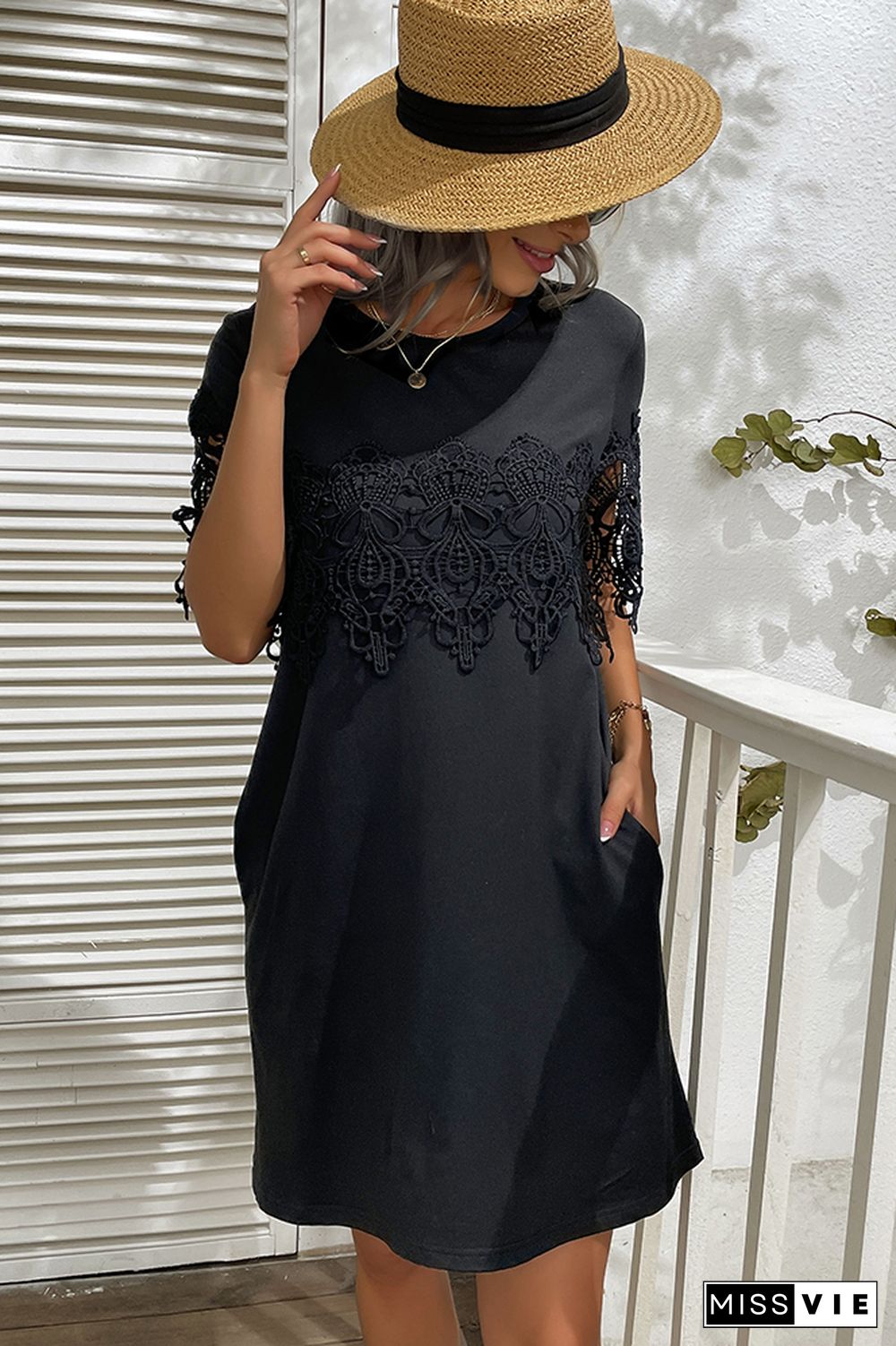 Black Loose Lace Dress Wholesale