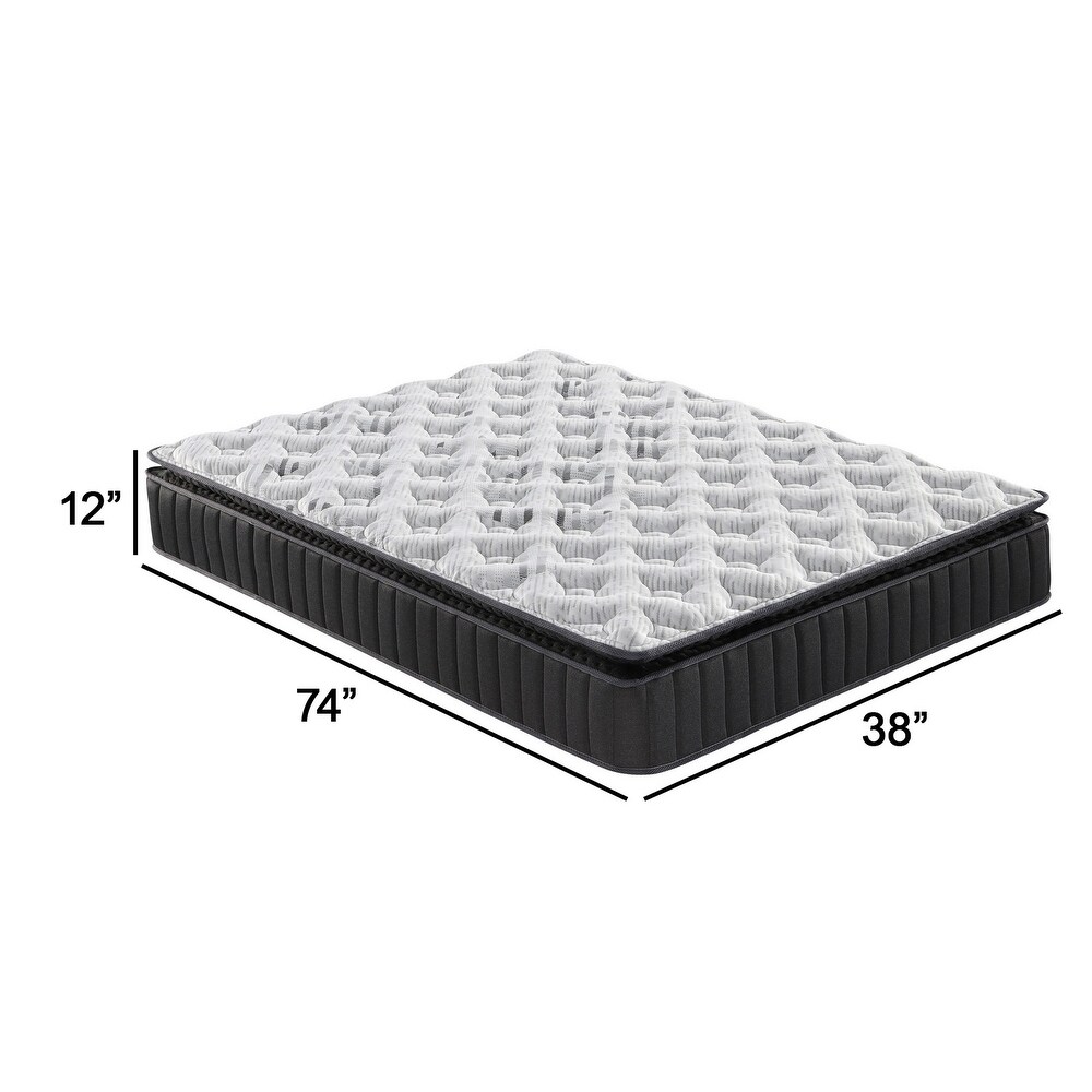 Pal 12 Inch Twin Hybrid Gel Mattress  Pocket Coil  Soft Knitted Cover