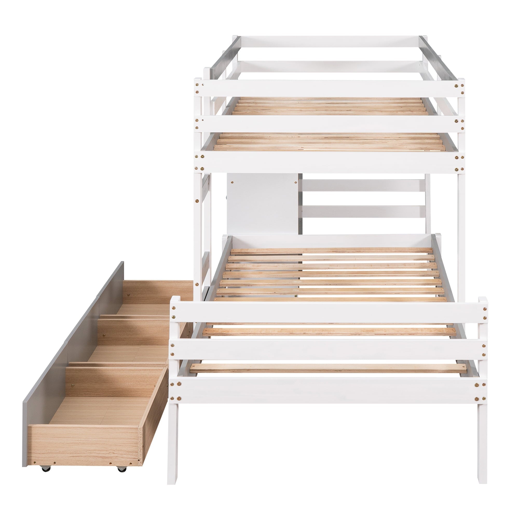 Twin over Twin Bunk Bed with Six Drawers for Kids Room, Gray