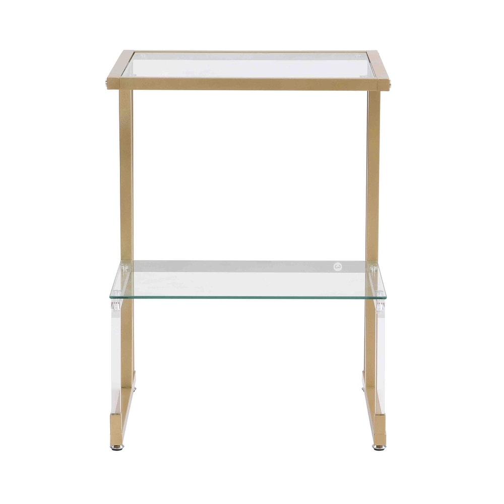 Side Table  2 Tier Acrylic Glass End Table for Living Room Bedroom