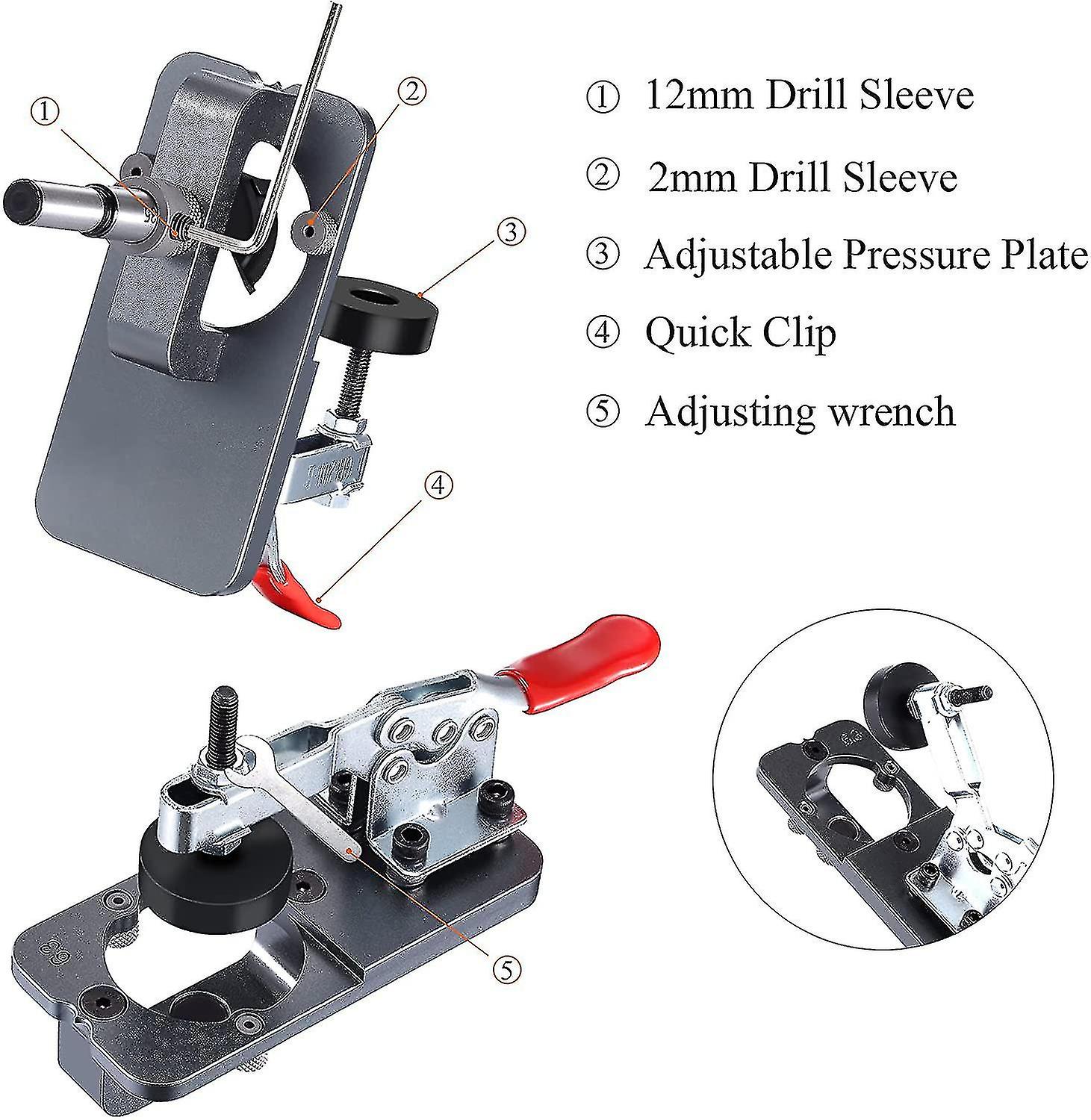 Hinge Jig 35mm Hole Opener， 35mm Cabinet Hinge Jig Drilling Hole Puncher Accurate