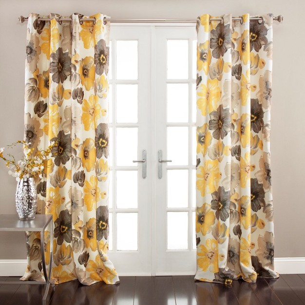 Home Boutique Leah Light Filtering Window Curtain Panelsyellow gray Set 52x108