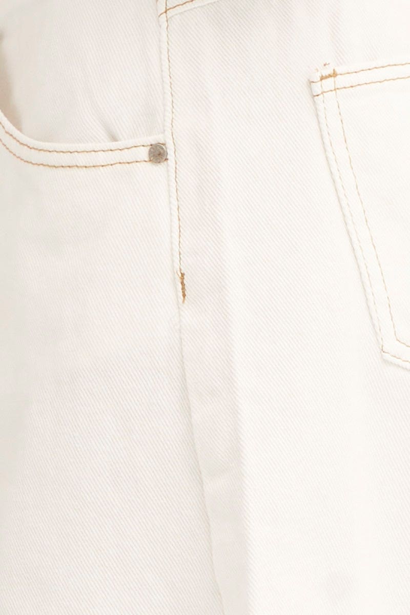 White Denim Shorts High Rise Relaxed