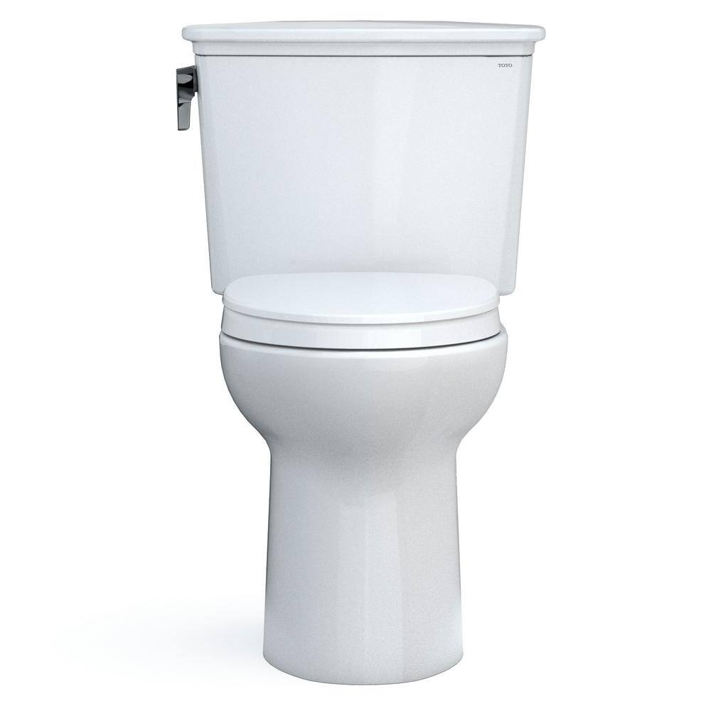 TOTO Drake 2-Piece 1.28 GPF Single Flush Elongated ADA Comfort Height Toilet w 10in Rough-In in Cotton White Seat Included MS786124CEFG.10#01