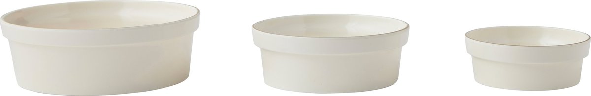 Frisco Gold Trim Melamine Dog and Cat Bowl， Cream