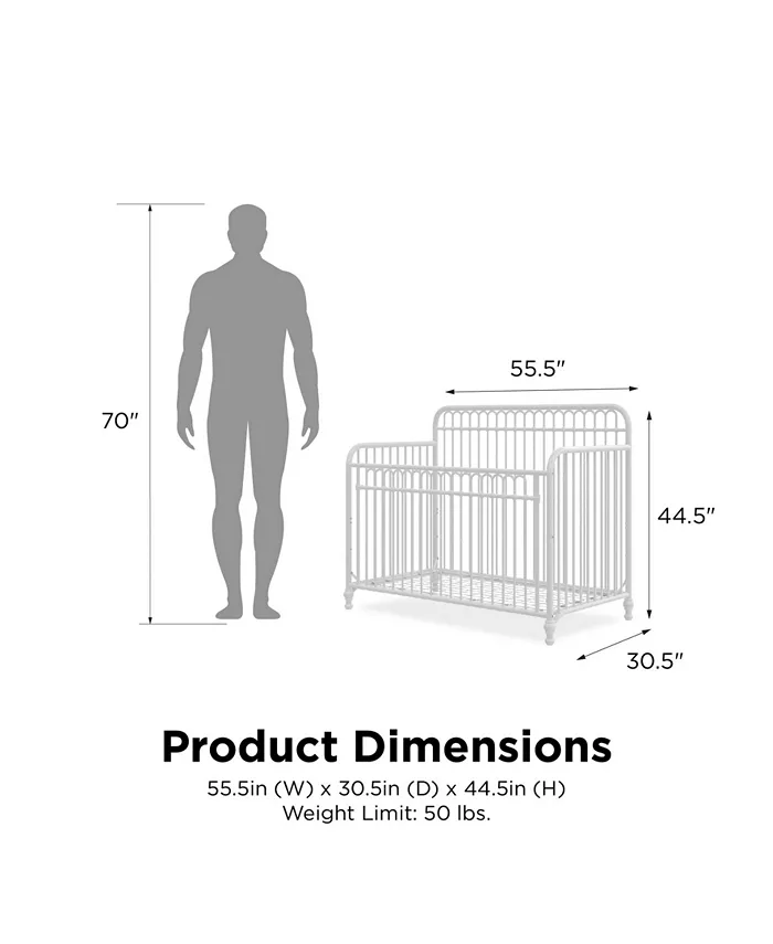 Little Seeds Ivy 3-in-1 Convertible Metal Crib