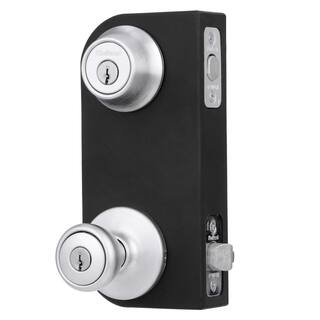 Kwikset Tylo Satin Chrome Exterior Entry Door Knob and Single Cylinder Deadbolt Combo Pack 96900-307