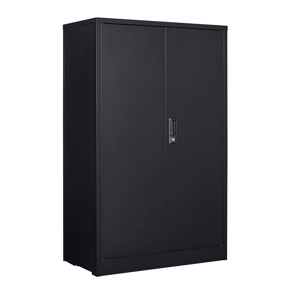 VERYKE Modern Black Steel Folding File Cabinet with 3-Shelves  2-Doors DB-W124747827