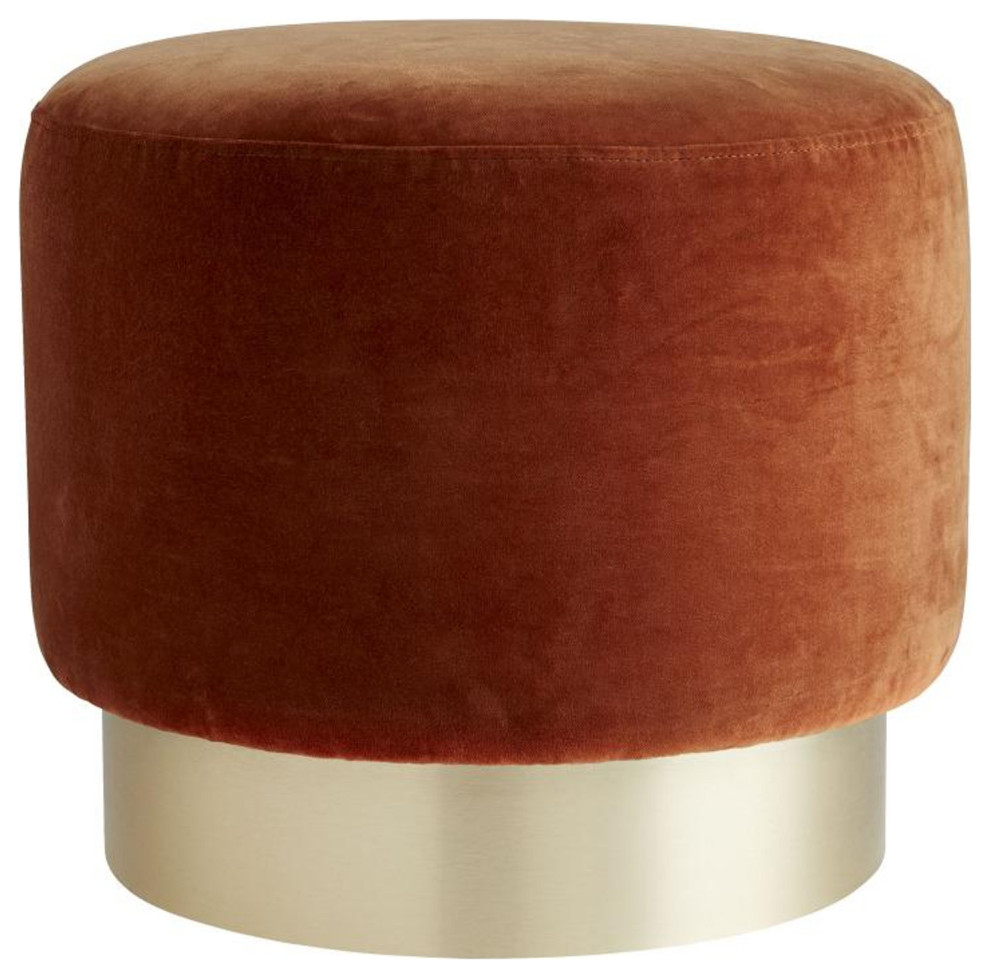 Avalon Ottoman  Persimmon Velvet  23 quotW (8140 3JTUL)   Contemporary   Footstools And Ottomans   by Lighting Reimagined  Houzz