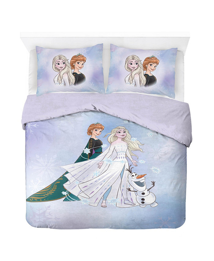 Saturday Park Disney Frozen Watercolor 100% Organic Cotton Full Queen Duvet Cover and Sham Set