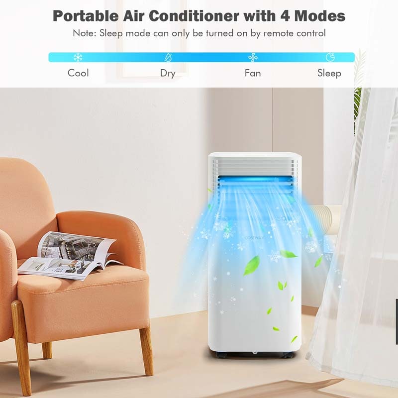 8000 BTU 3-in-1 Portable Air Conditioner Air Cooler Fan Dehumidifier with 4 Modes & 2 Speeds, Remote Control