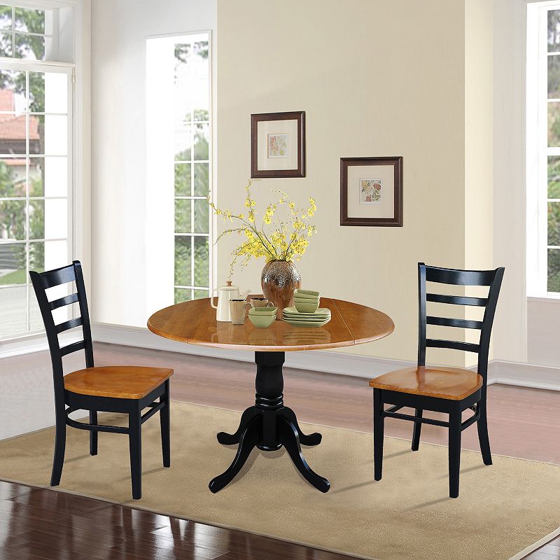 International Concepts Drop Leaf Dining Table and Ladder Back Chair 3-piece Set