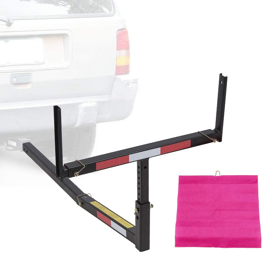 HECASA Adjustable Steel Pick up Truck Bed Hitch Extender Extension Rack for Boat Lumber Long Loads Canoe Ladder Kayak Pipes Cargo Carrier 750lbs Capacity， w/Flag