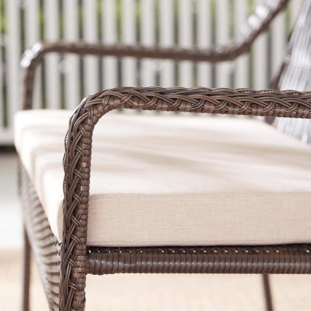 StyleWell Mix and Match Outdoor Patio Loveseat with Putty Tan Cushions