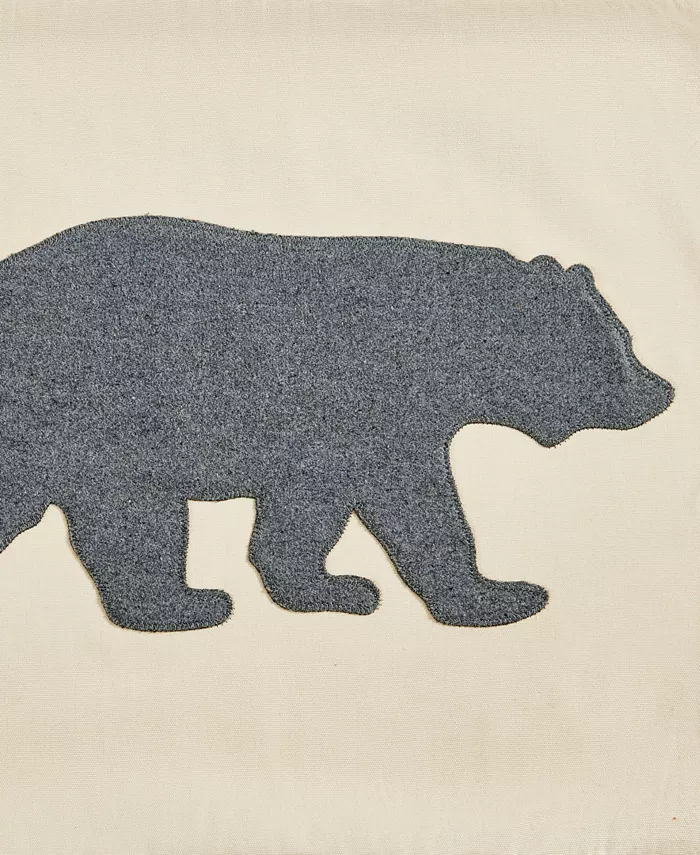 Eddie Bauer Bear Applique Grey Felt Breakfast Pillow