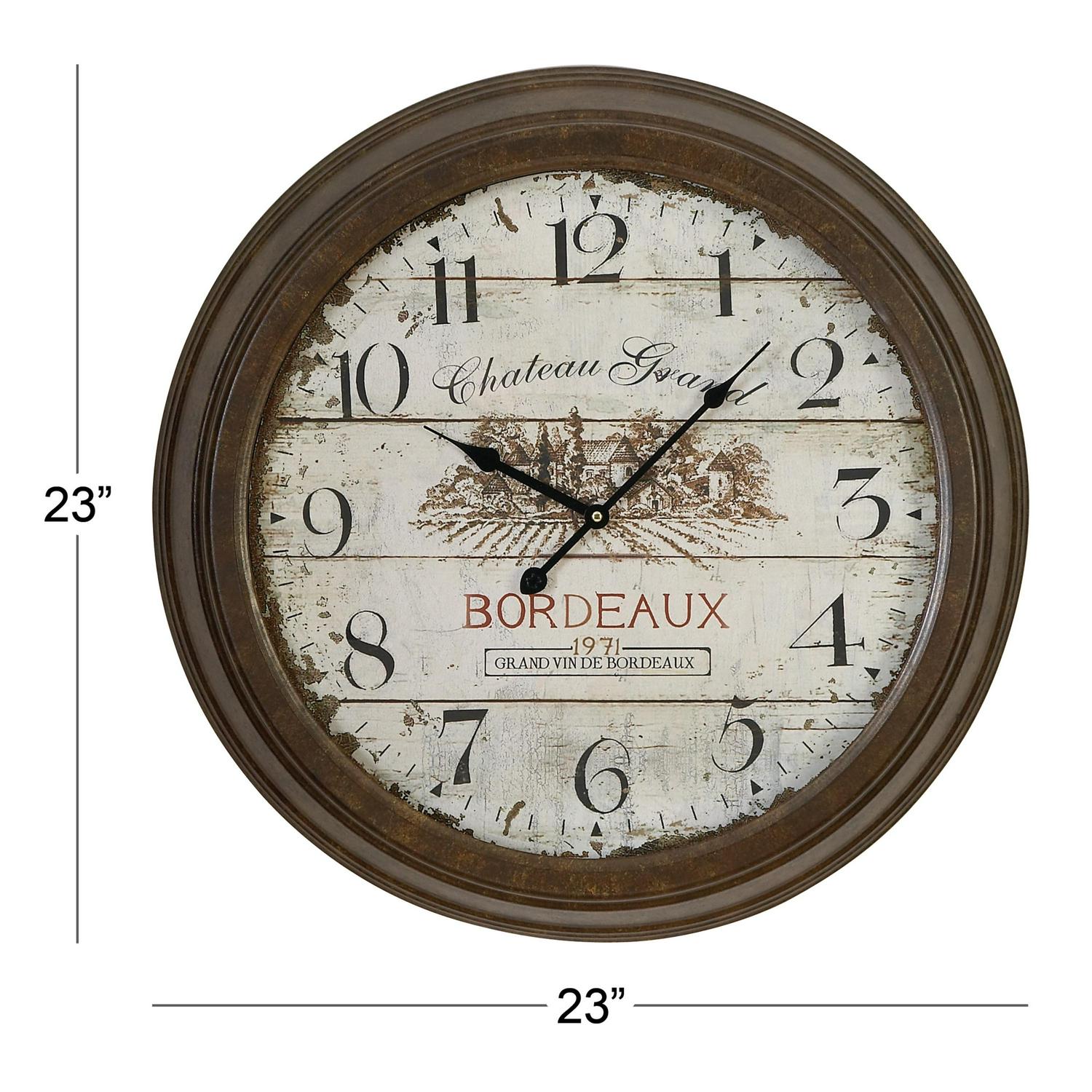 DecMode 23 x 23 In. White Metal Vintage Wall Clock