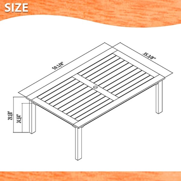 Rectangular Patio Table Eucalyptus Wood Ideal for Outdoors and Indoors