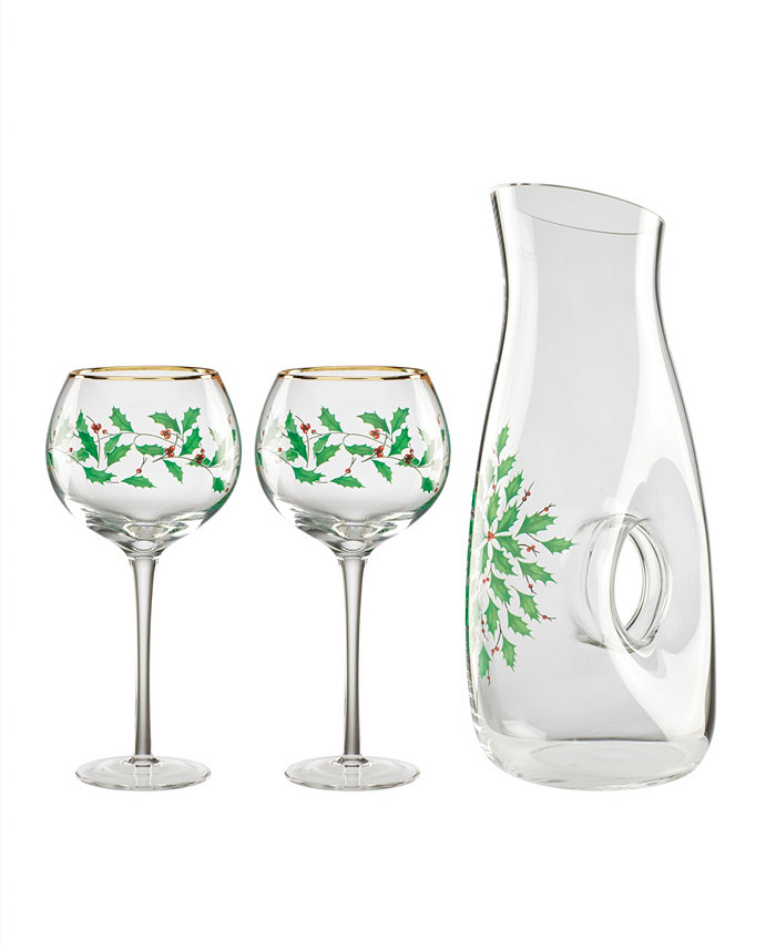 Lenox Holiday 3-Piece Decanter and Wine Glasses Set