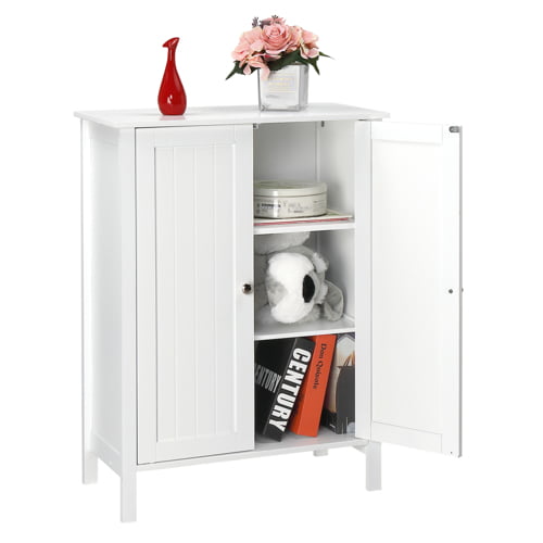 VINGLI Bathroom Storage Cabinet Freestanding Small White Cabinet with 2 Doors and Adjustable Shelves Side Cabinet Storage Organizer for Entryway Living Room Office Bedroom