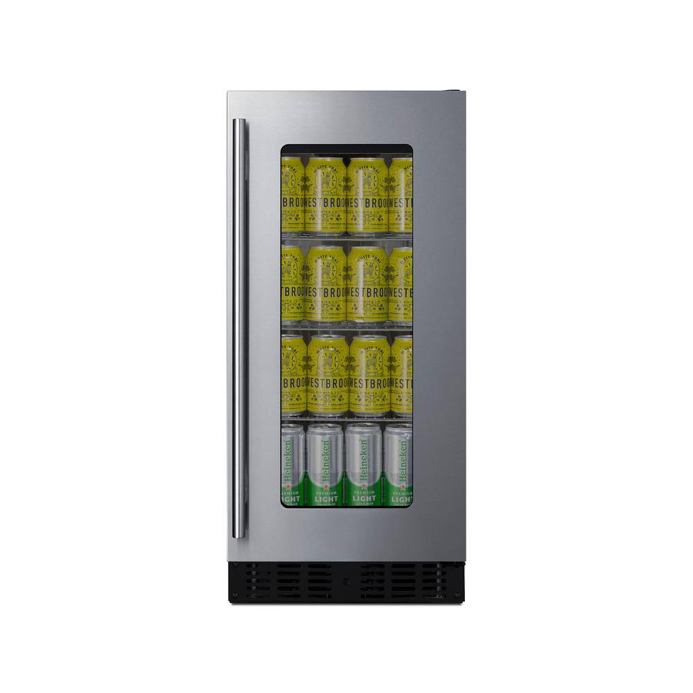 Summit Appliance Shallow Depth 15 in. 23-Bottle Wine and 40-Can Beverage Cooler in Stainless Steel ASDG1521