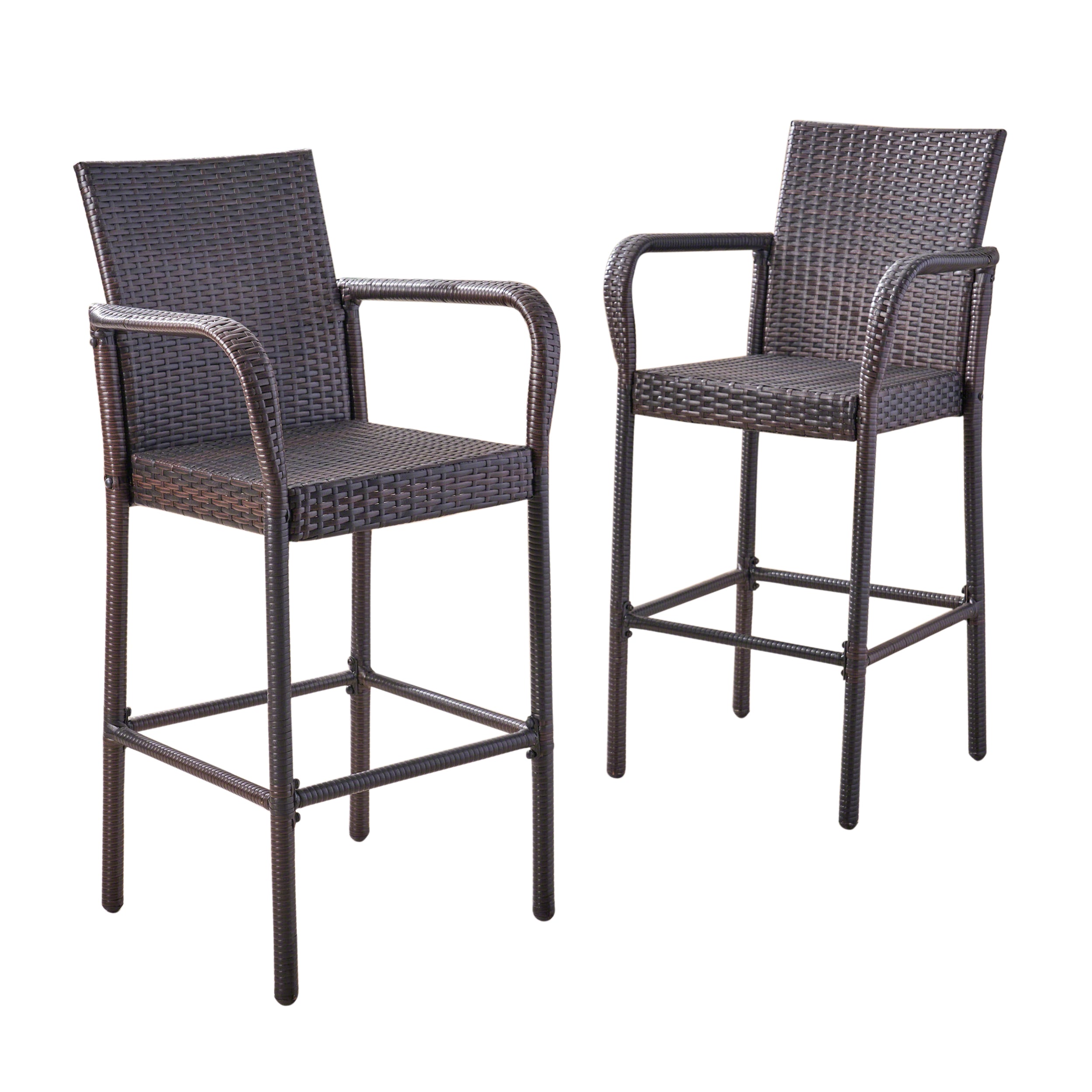 Stewart 30-Inch Outdoor Brown Wicker Barstool (Set of 2)