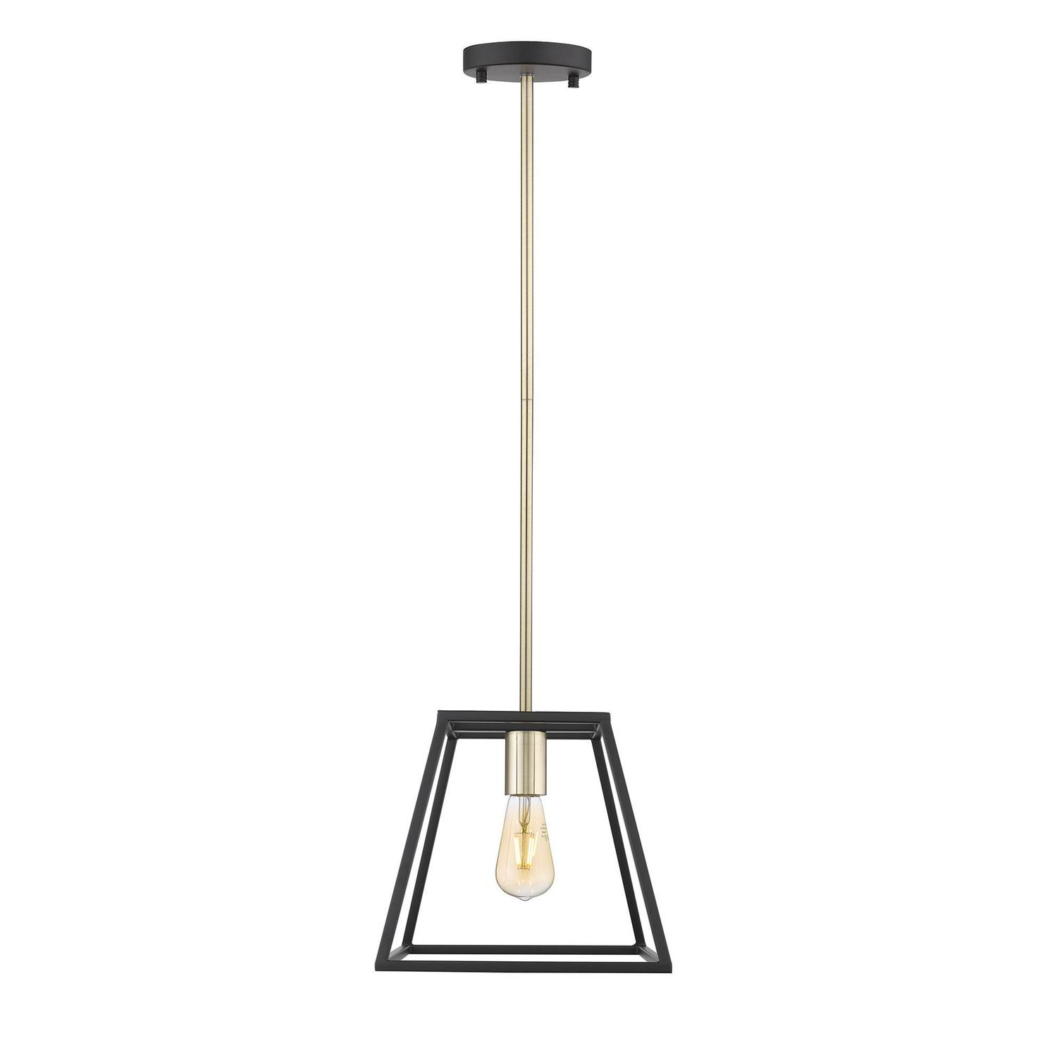 Agnes I Matte Black and Antique Gold Single Transitional Square LED Pendant Light