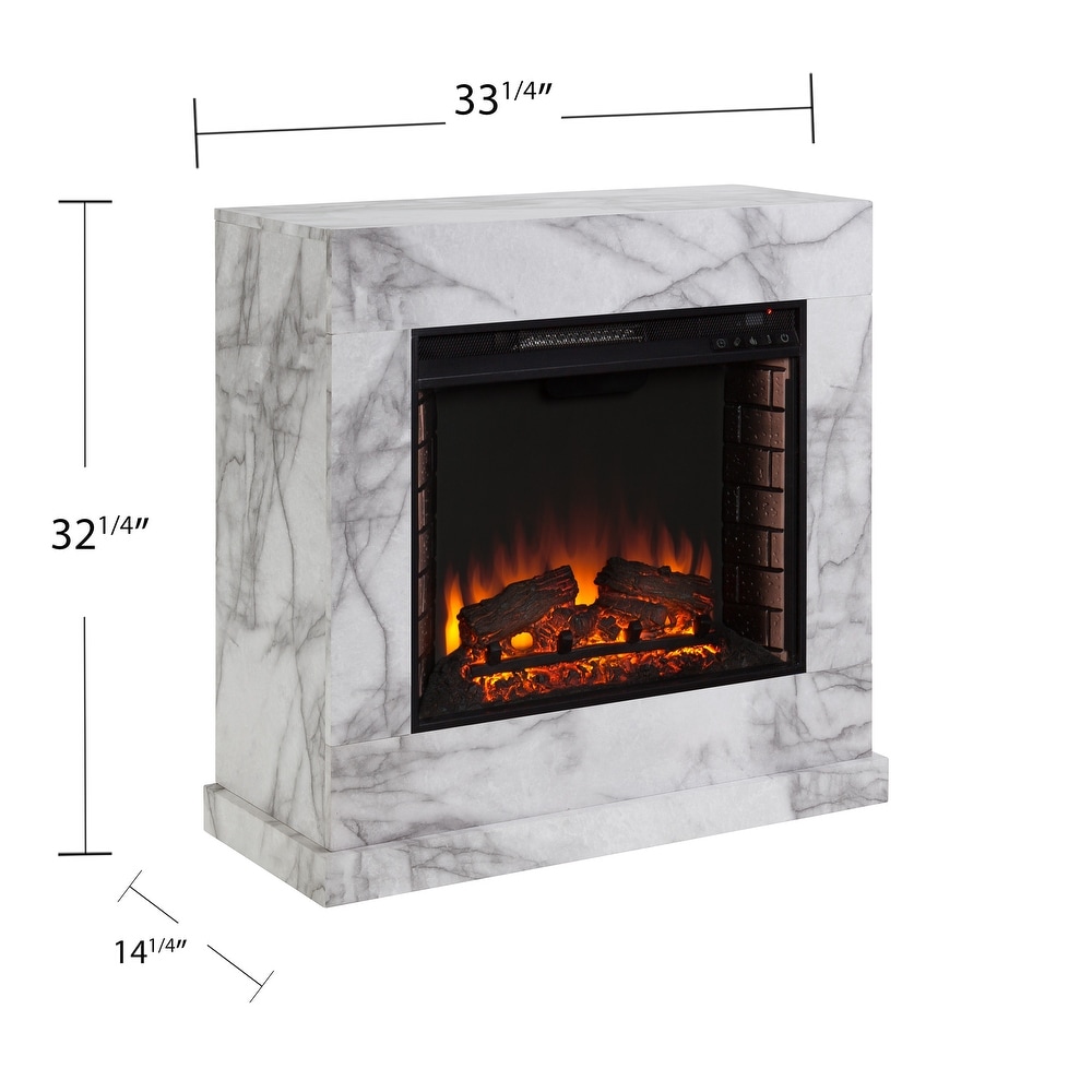 SEI Furniture Dejon Contemporary Electric Fireplace with Faux Stone Mantel