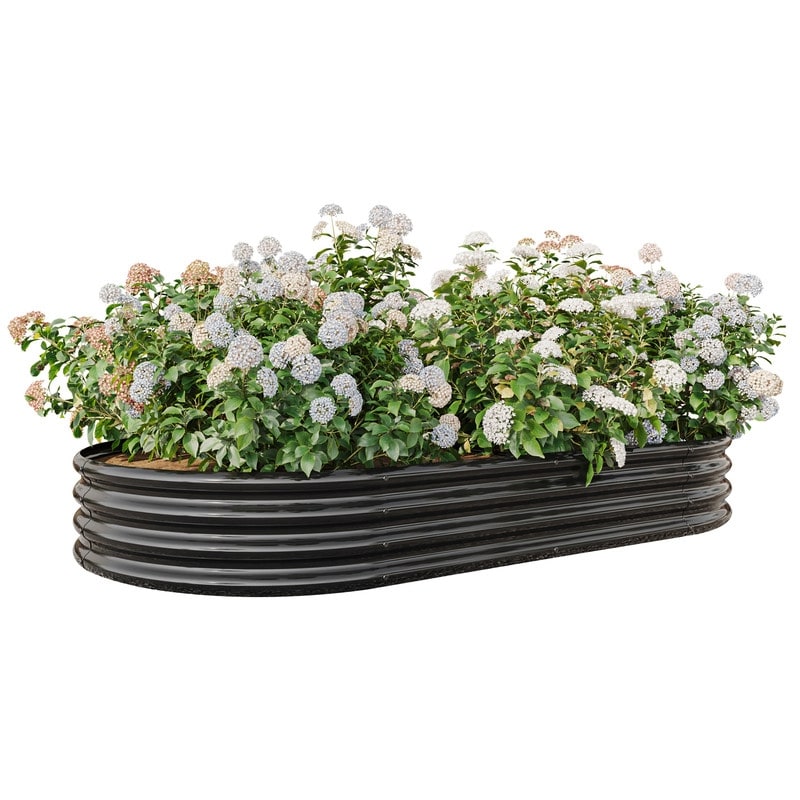 Oval shaped Large Raised Garden Bed  Galvanized Metal with Open Bottom