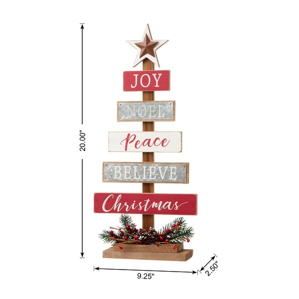 Glitzhome Wooden Xmas Table Tree Decor