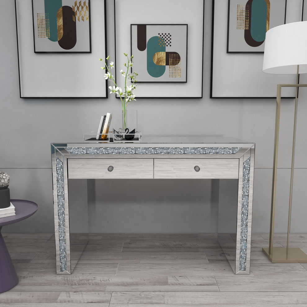 Glam Silver Wood Console Table 560598   Contemporary   Console Tables   by Brimfield  ampMay  Houzz